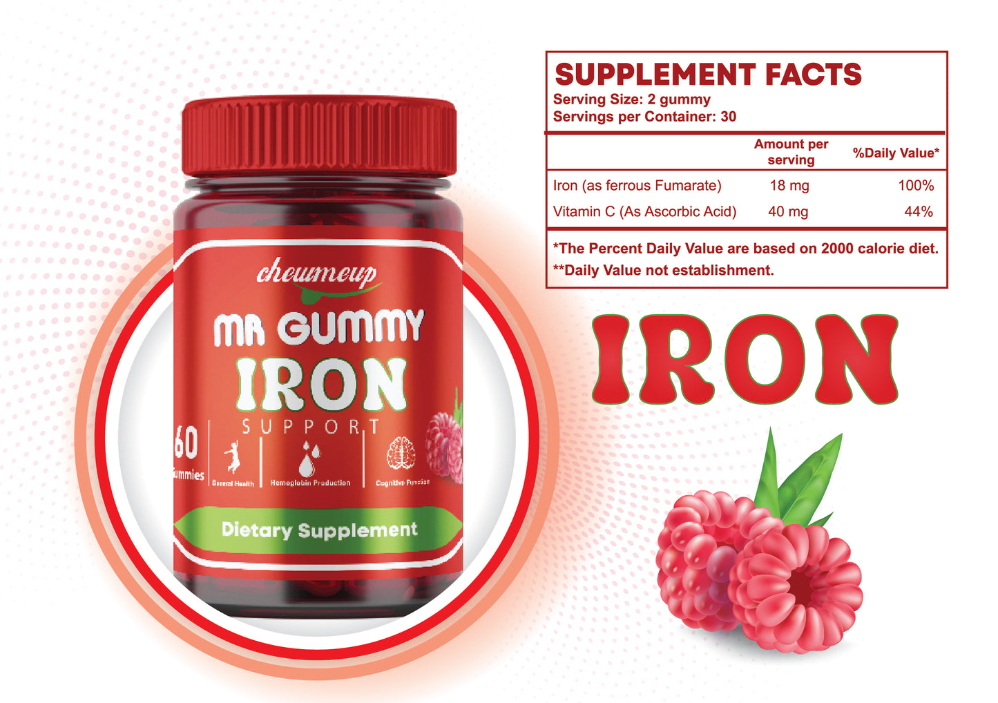 Mr. Gummy Iron - 60 Gummies